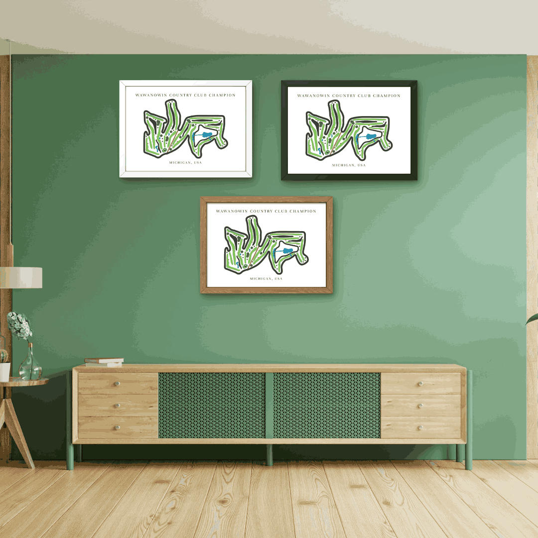 Wawanowin Country Club Golf Course Prints, Michigan, Golf Map Artwork