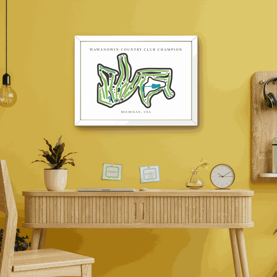 Wawanowin Country Club Golf Course Prints, Michigan, Golf Map Artwork