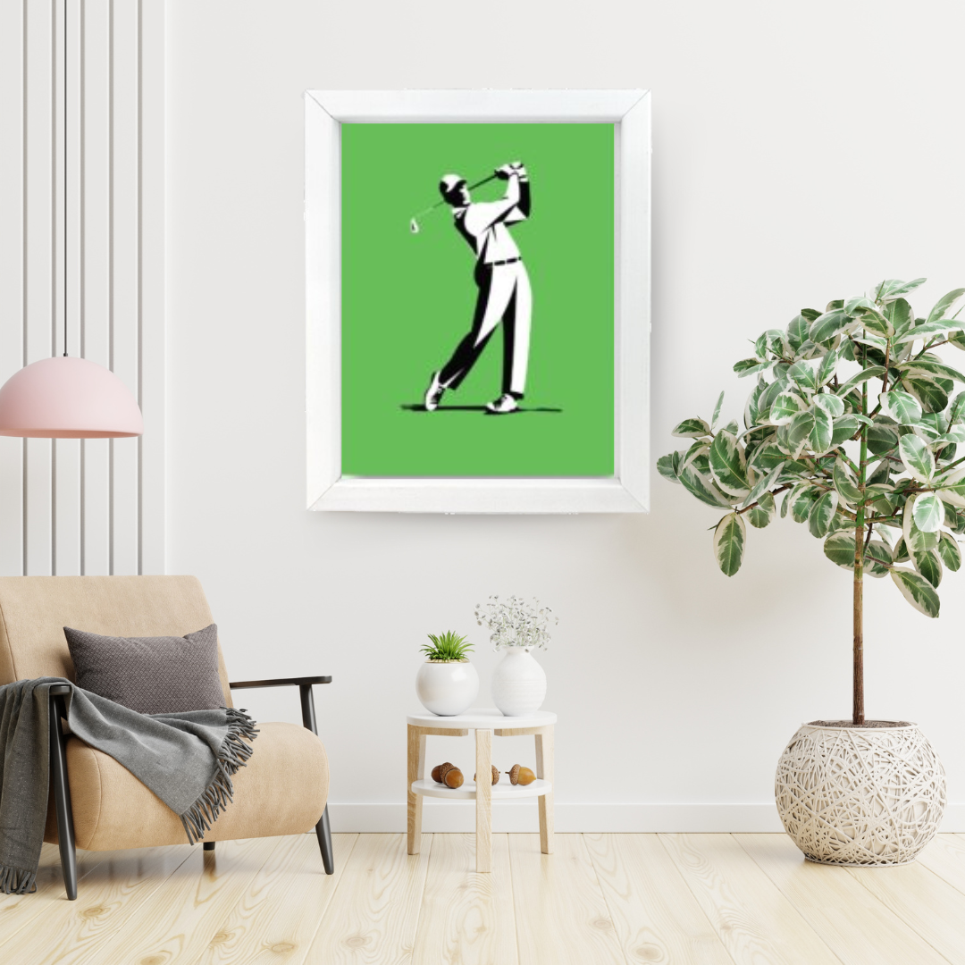 Men Playing Golf Illustration, Golf Wall Art Print Gifts
