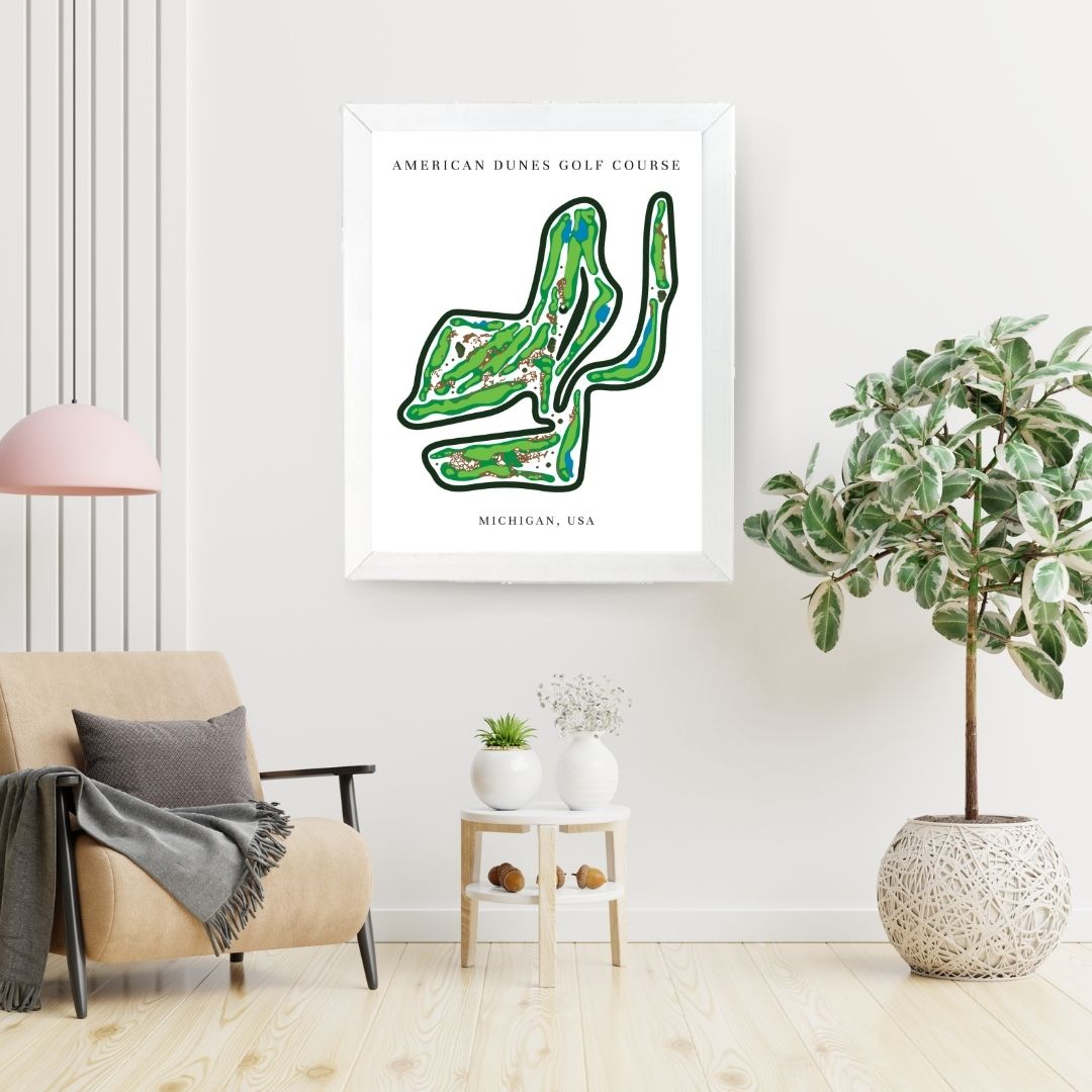 American Dunes Golf Course Prints, Michigan, Golf Map Artwork