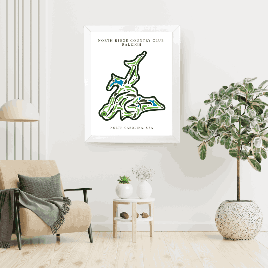 North Ridge Country Club Golf Course Print, North Carolina, Golf Map Artworks
