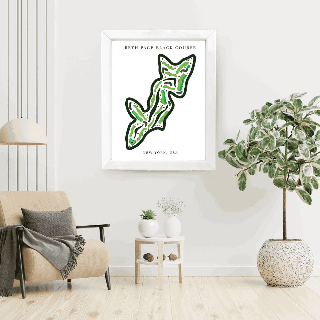 Beth Page Black Golf Course Print, New York, Golf Map Artworks