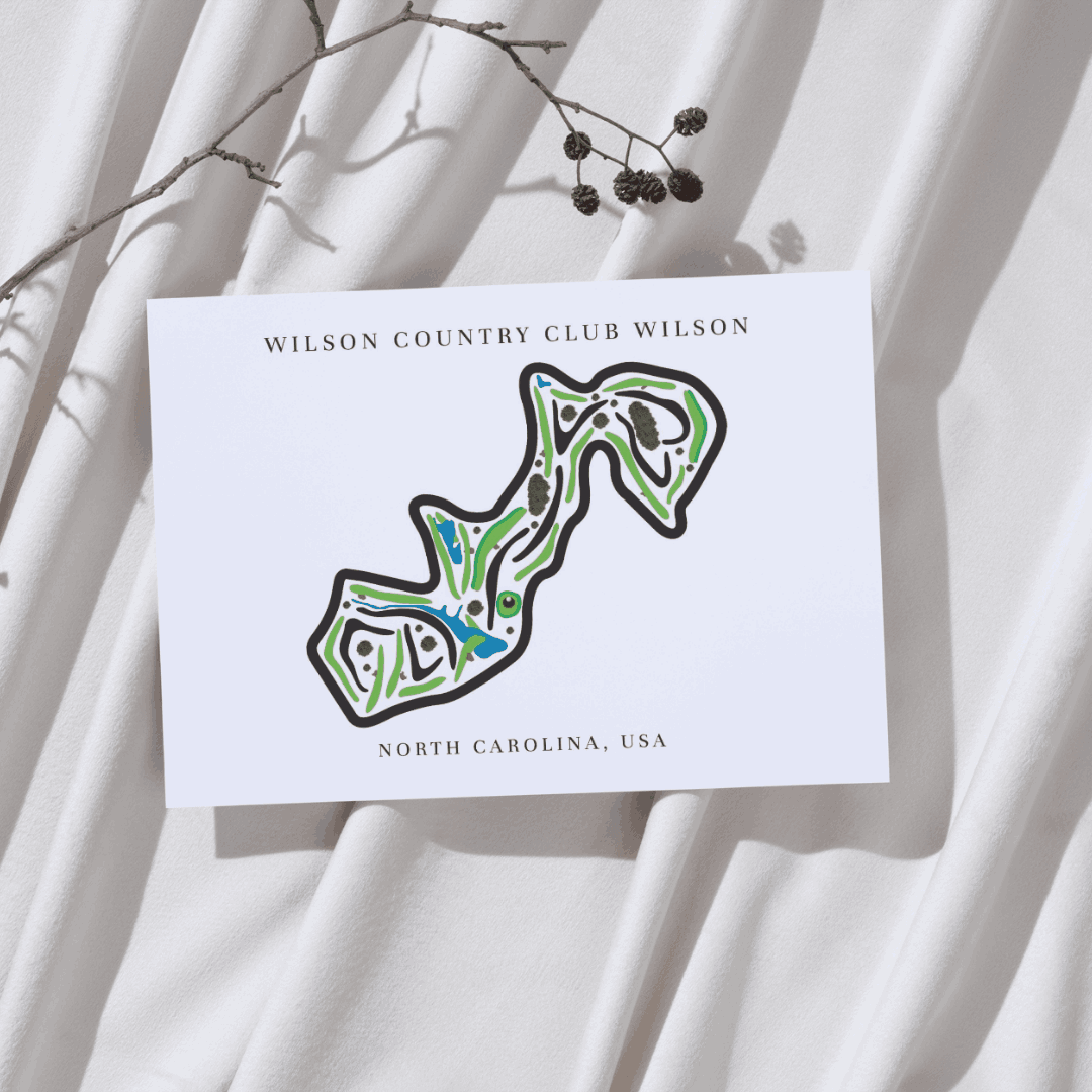 Wilson Country Club Golf Course Prints, North Carolina, Golf Map Artwork