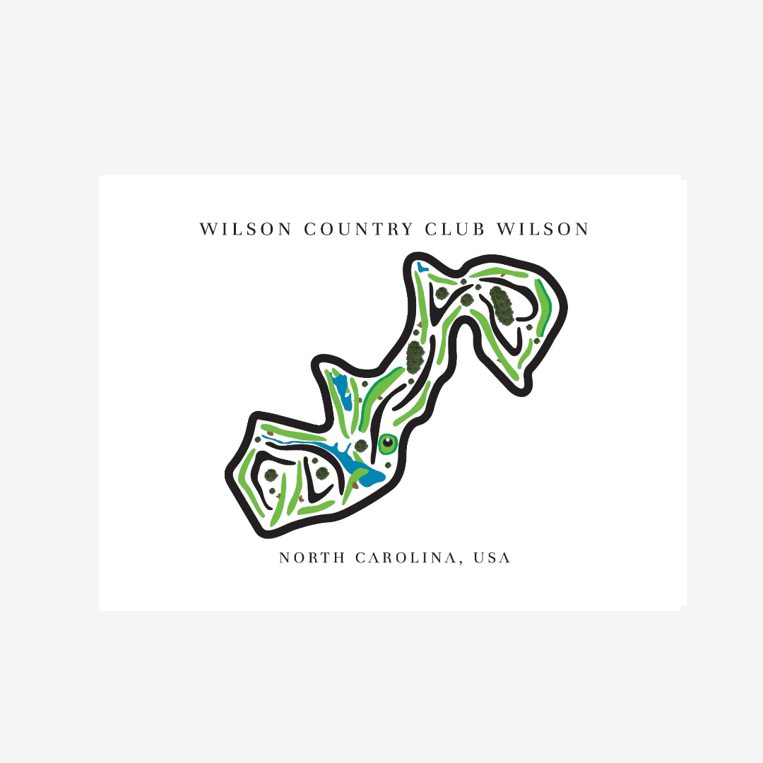 Wilson Country Club Golf Course Prints, North Carolina, Golf Map Artwork