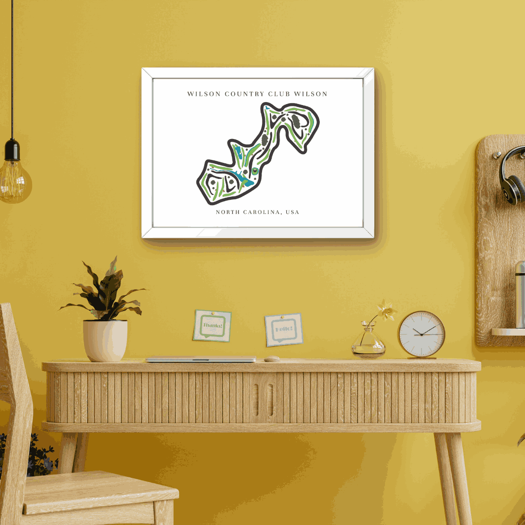 Wilson Country Club Golf Course Prints, North Carolina, Golf Map Artwork