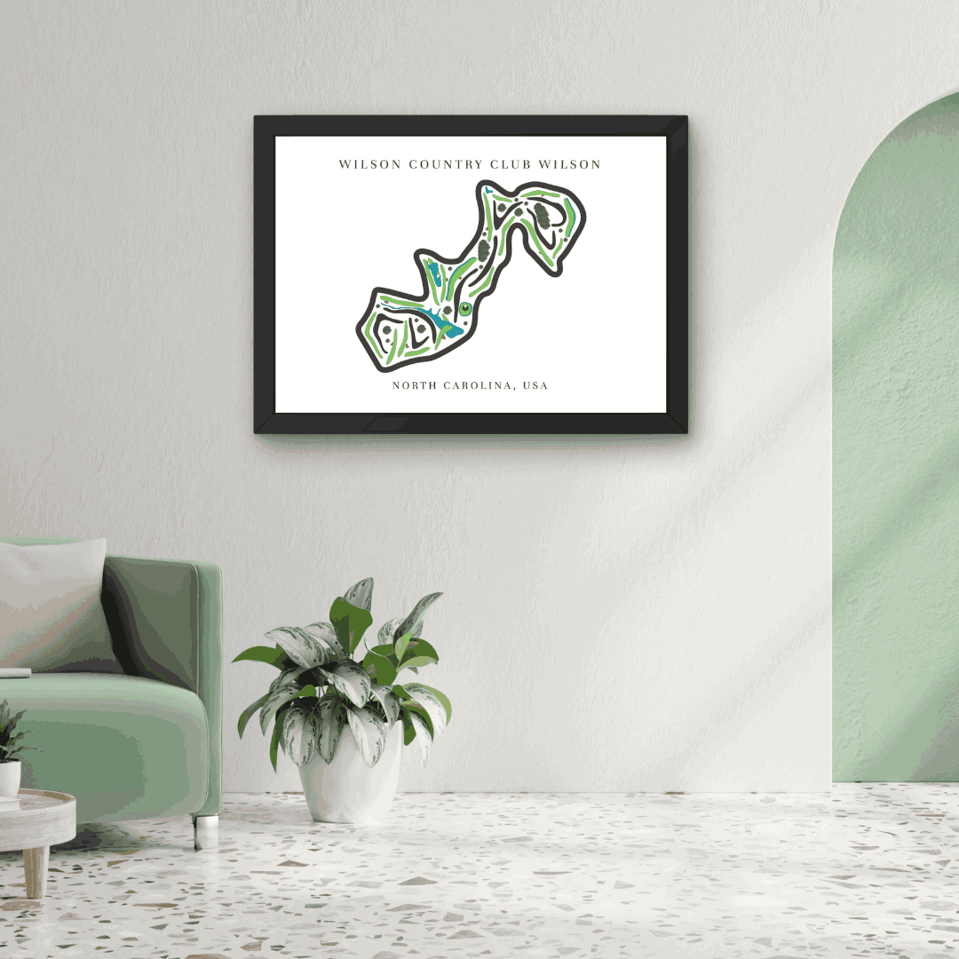 Wilson Country Club Golf Course Prints, North Carolina, Golf Map Artwork