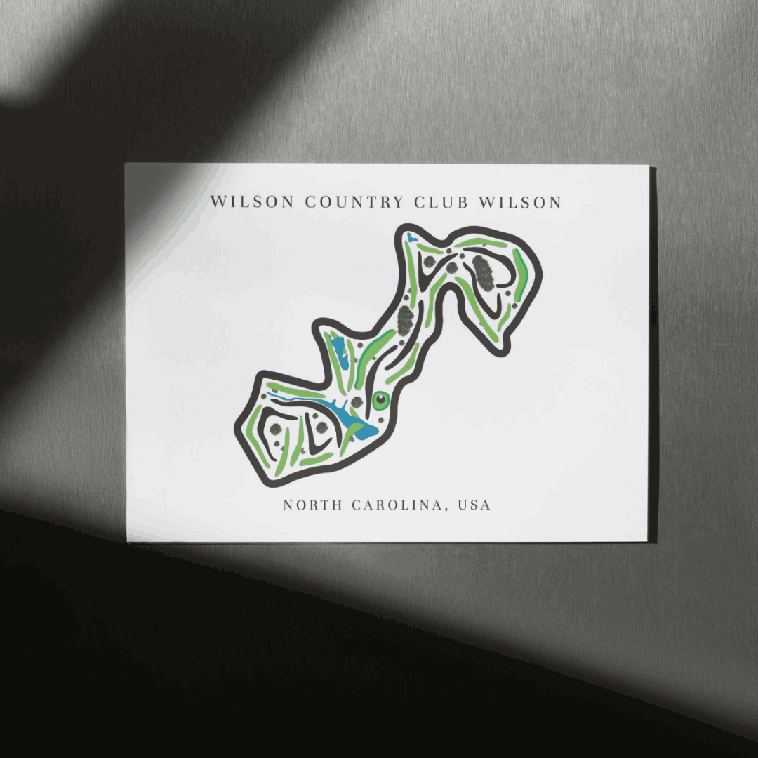 Wilson Country Club Golf Course Prints, North Carolina, Golf Map Artwork
