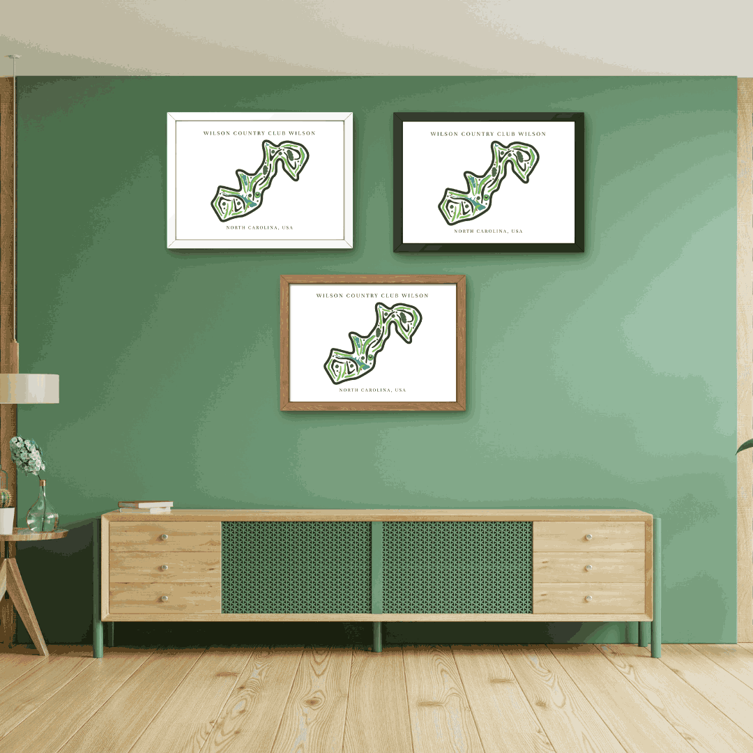 Wilson Country Club Golf Course Prints, North Carolina, Golf Map Artwork