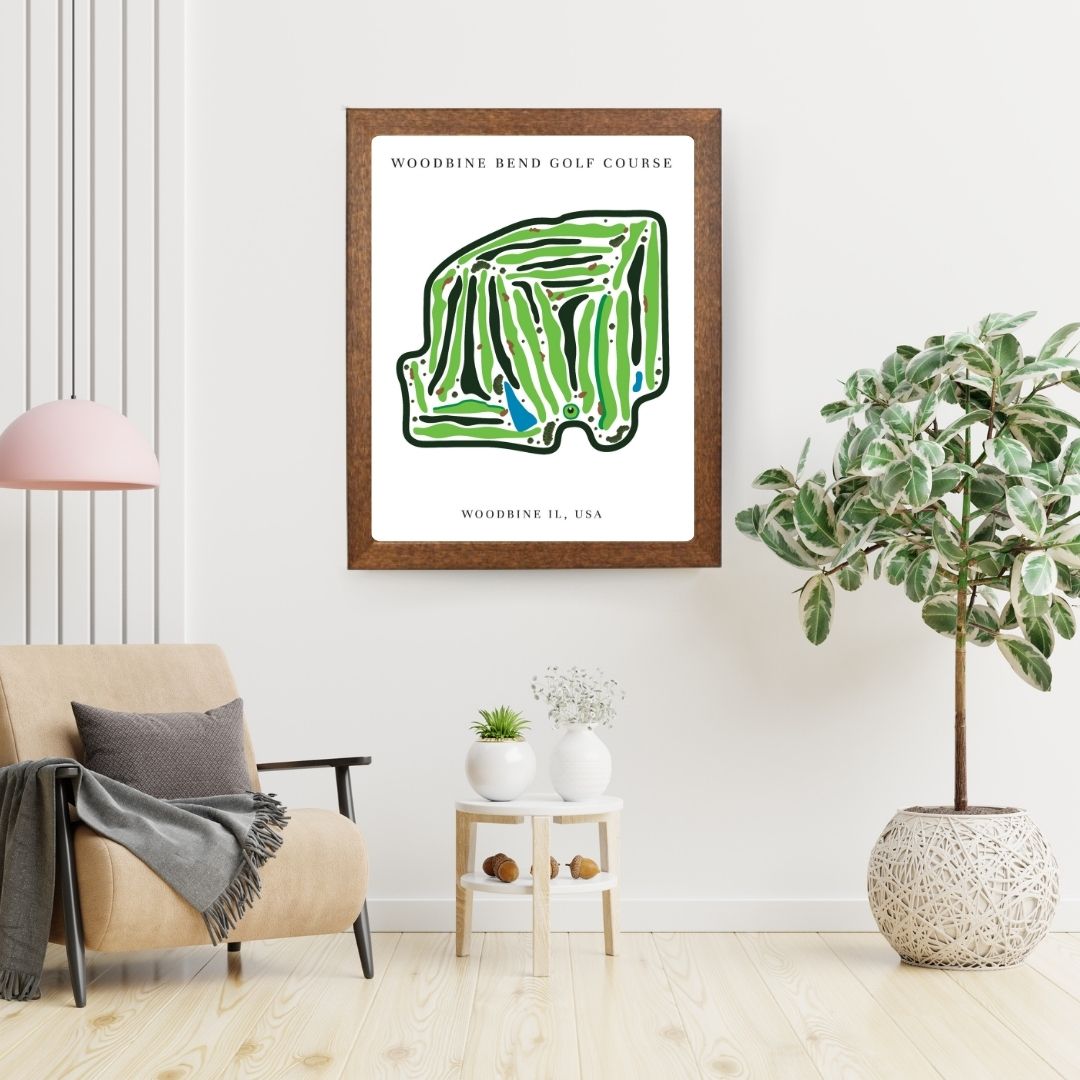 Woodbine Bend Golf Course Golf Course Prints, Illinois, Golf Map Artwork