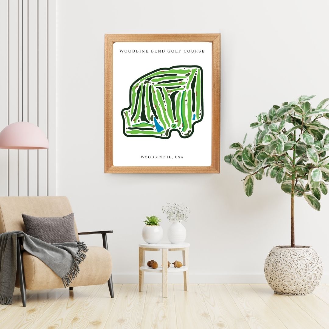 Woodbine Bend Golf Course Golf Course Prints, Illinois, Golf Map Artwork