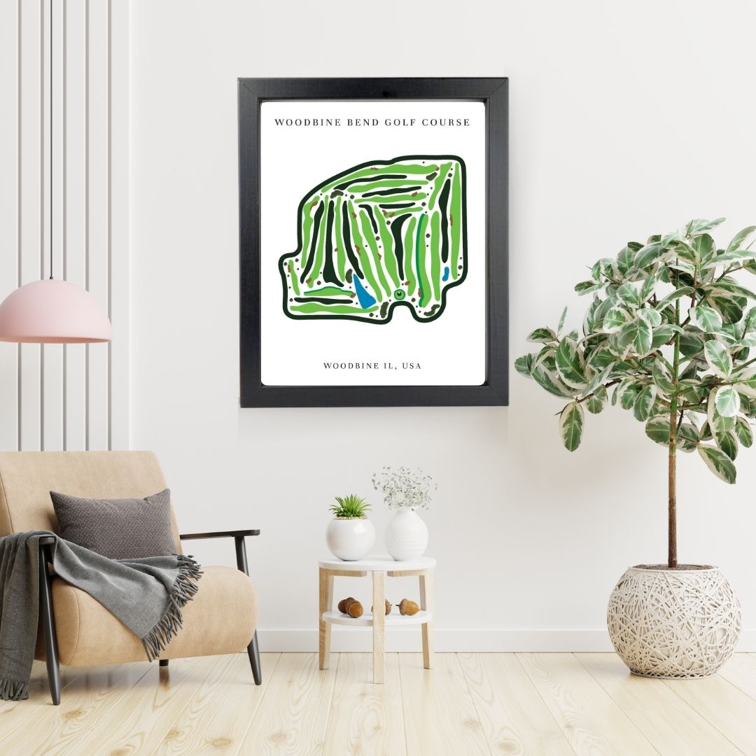 Woodbine Bend Golf Course Golf Course Prints, Illinois, Golf Map Artwork