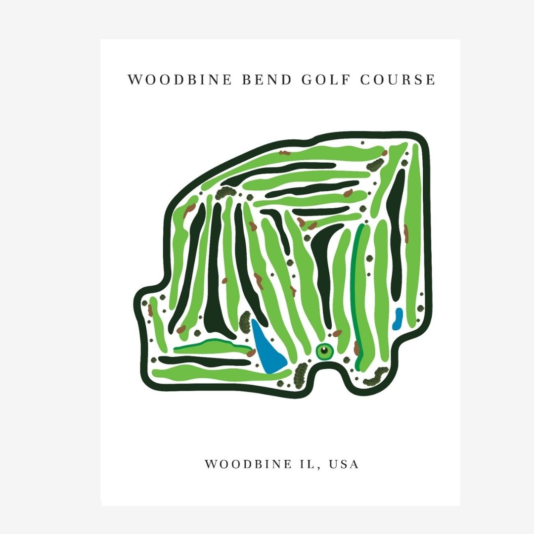 Woodbine Bend Golf Course Golf Course Prints, Illinois, Golf Map Artwork