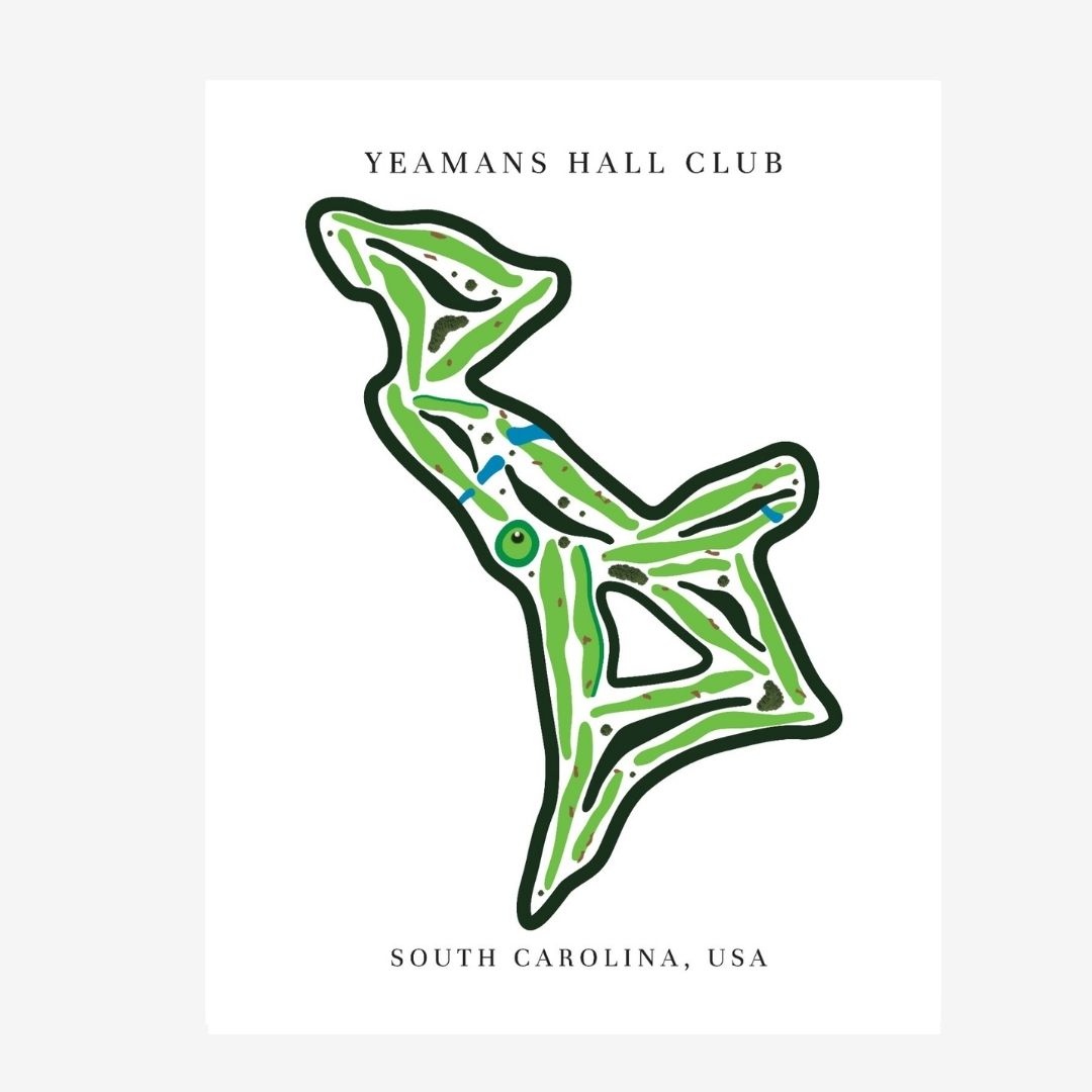 Yeamans Hall Club Golf Course Prints, South Carolina, Golf Map Artwork