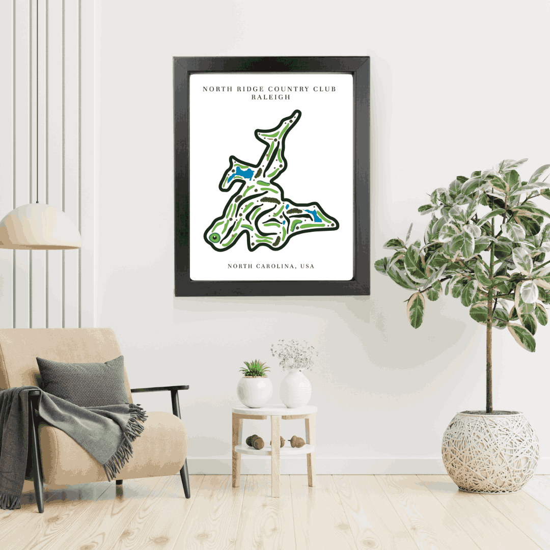 North Ridge Country Club Golf Course Print, North Carolina, Golf Map Artworks