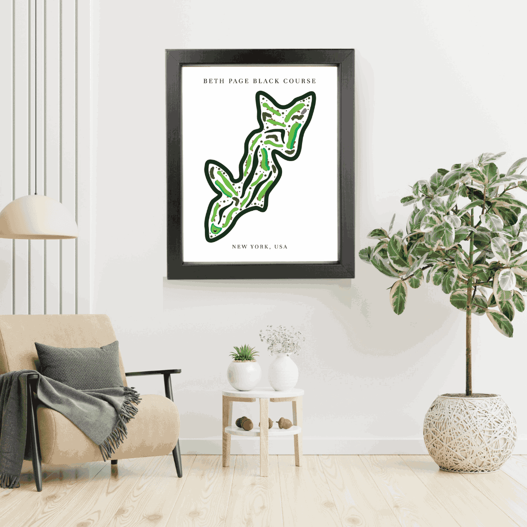 Beth Page Black Golf Course Print, New York, Golf Map Artworks