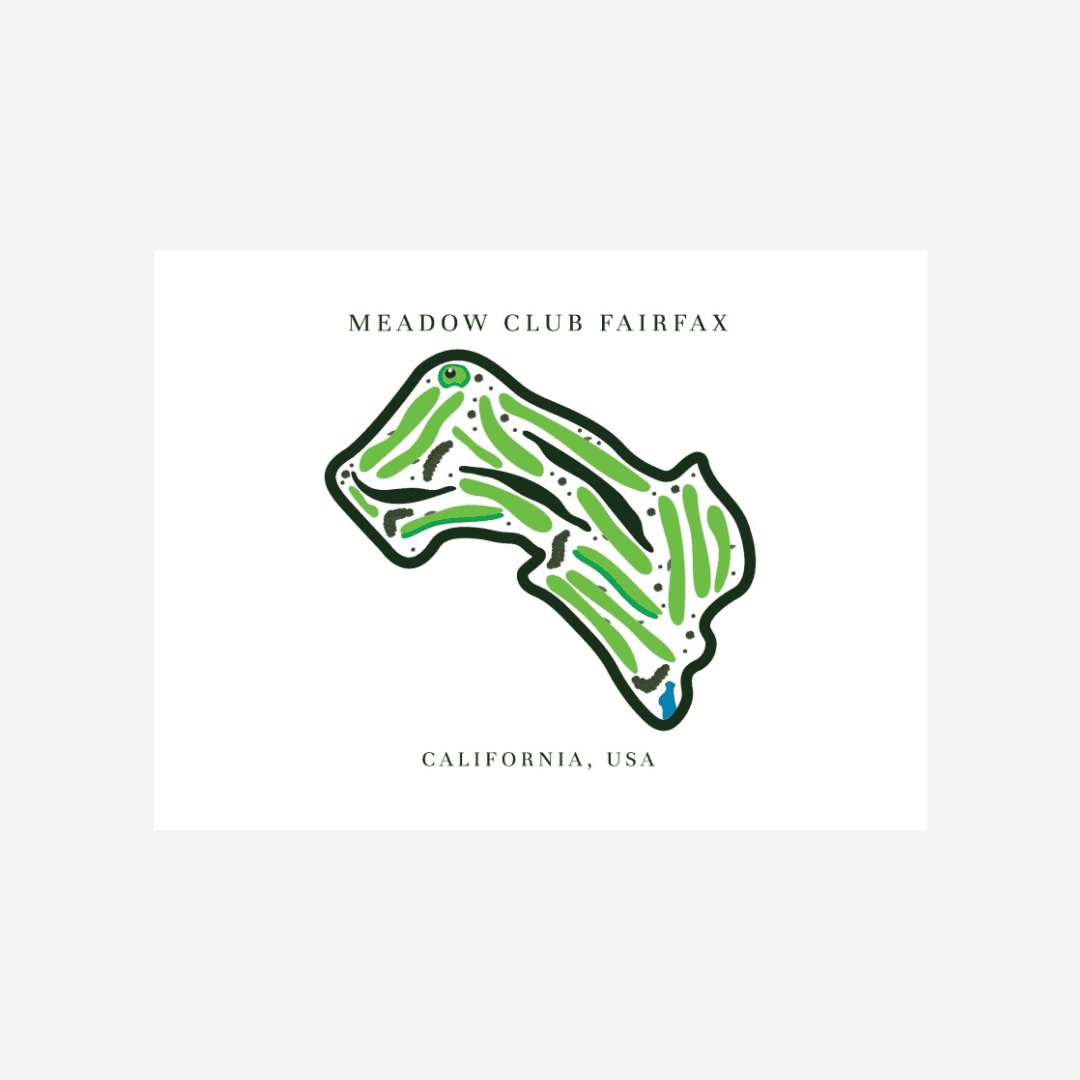 Meadow Club Fairfax, Golf Course Print, California, Golf Map Artworks