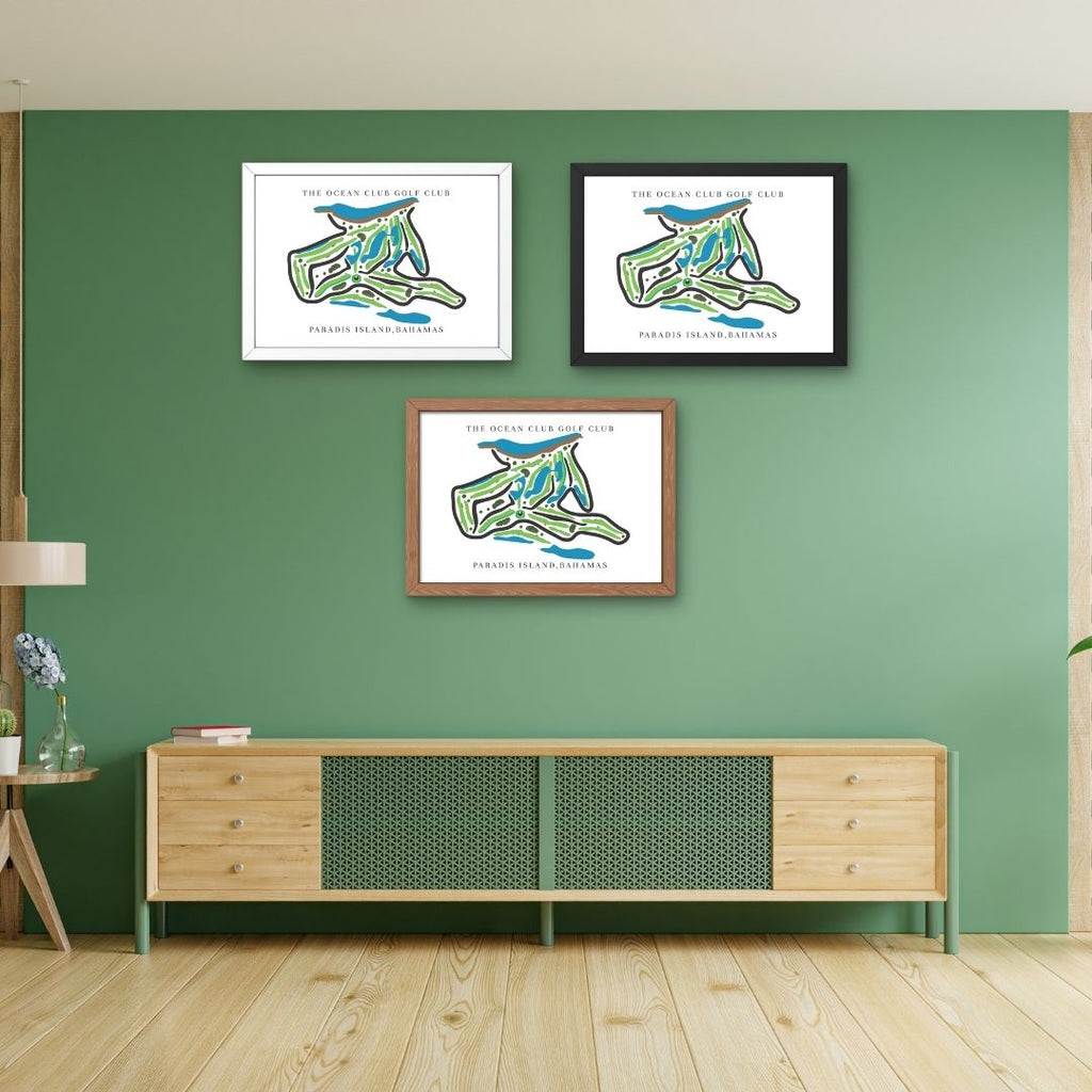 The Ocean Club Golf Club Golf Course Prints, Paradise Island – Bahamas, Golf Map Artwork image 3