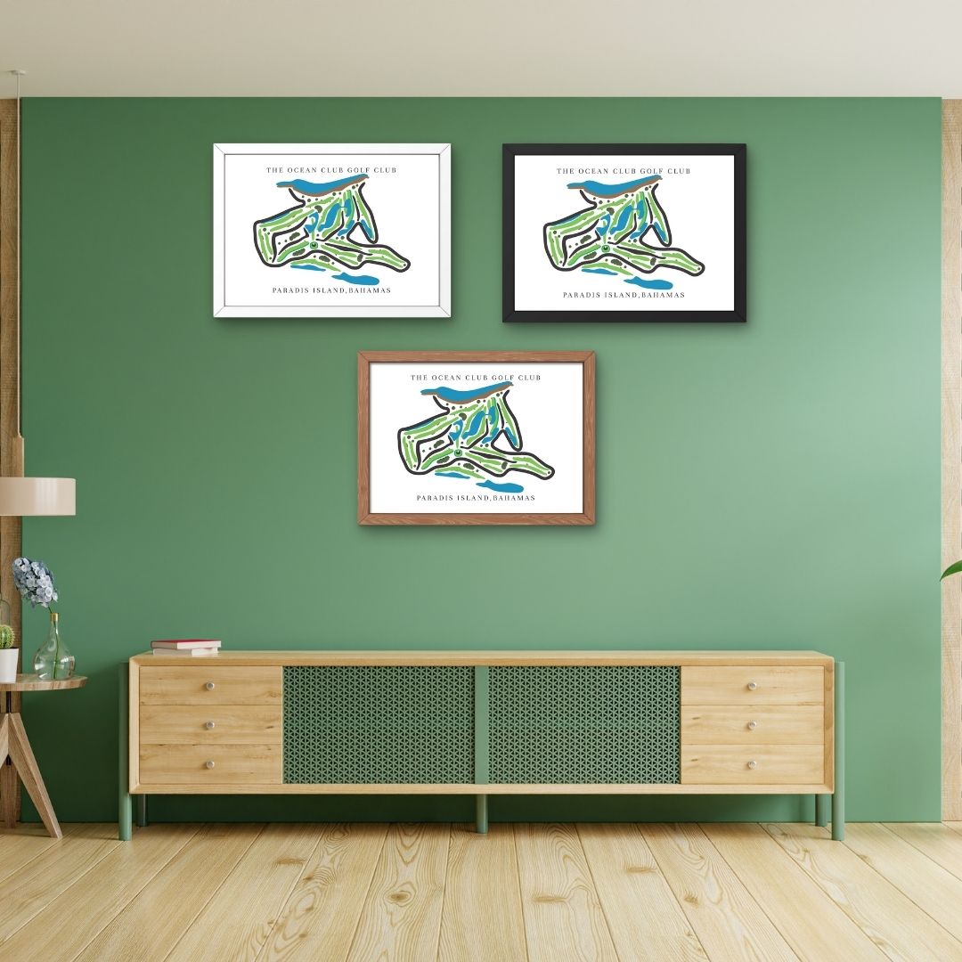 The Ocean Club Golf Club Golf Course Prints, Paradise Island – Bahamas, Golf Map Artwork image 3