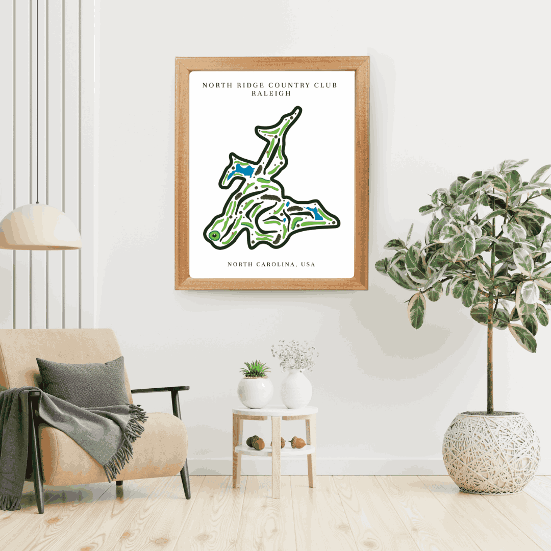 North Ridge Country Club Golf Course Print, North Carolina, Golf Map Artworks