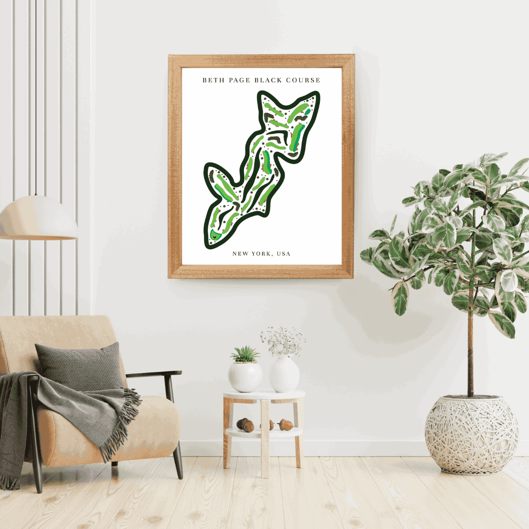 Beth Page Black Golf Course Print, New York, Golf Map Artworks