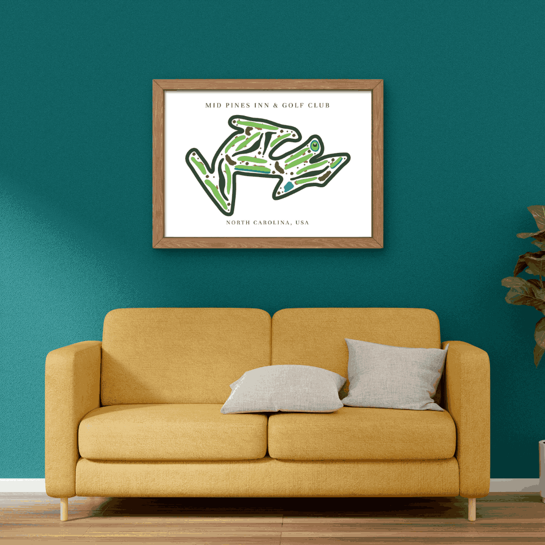 Mid Pines Inn Golf Club Course Print, North Carolina, Golf Map Artworks