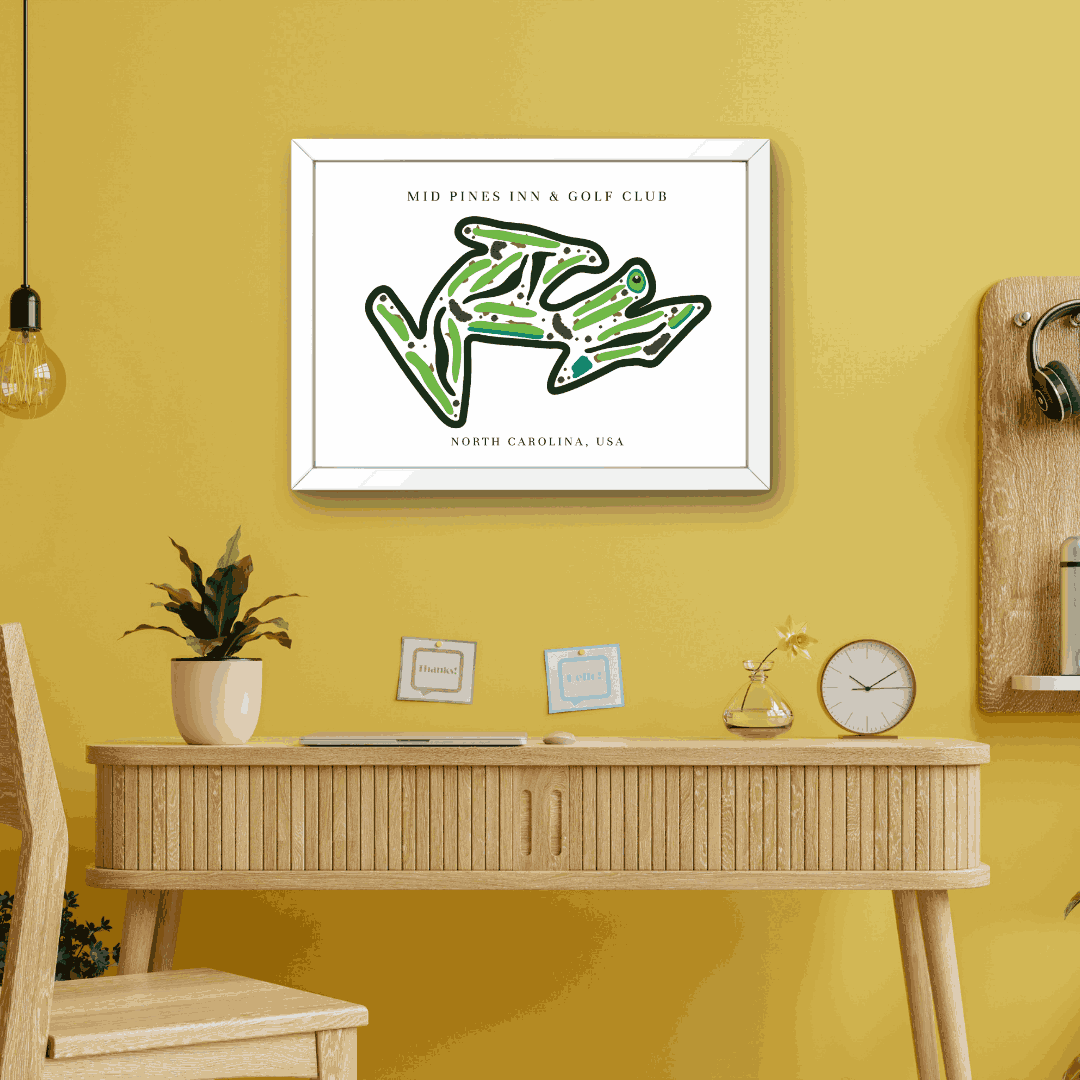 Mid Pines Inn Golf Club Course Print, North Carolina, Golf Map Artworks